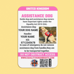 Pink assistance dog card